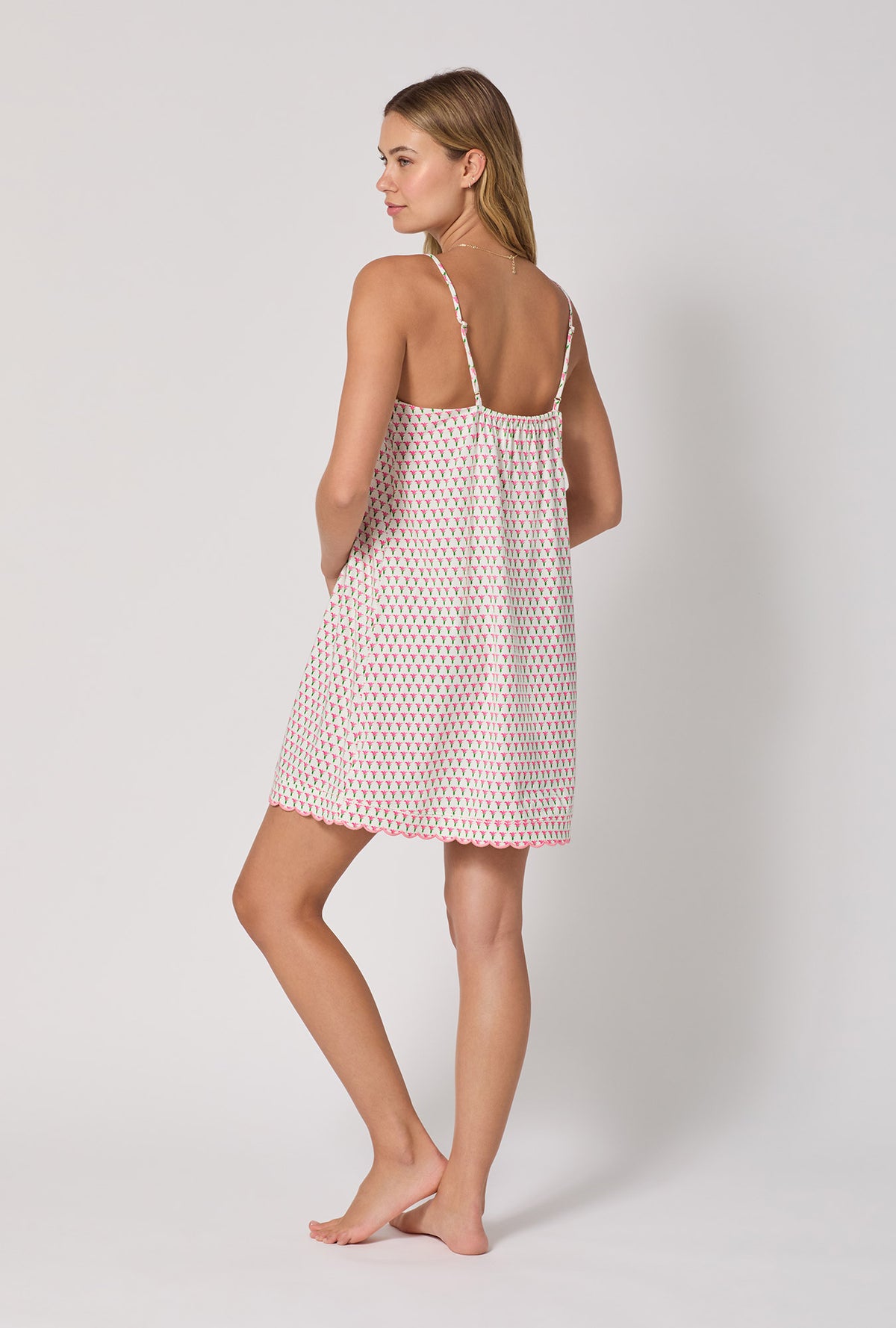 A lady wearing Blossom Geo Stretch Jersey Chemise