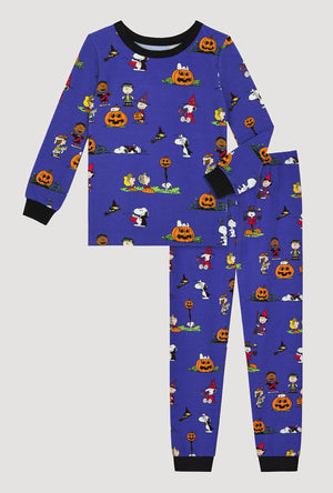 A Spooky Season Snoopy Long Sleeve Stretch Jersey Kids Pj Set