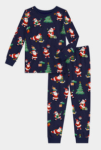 Santa's Night Out Long Sleeve Stretch Jersey Kids Pj Set