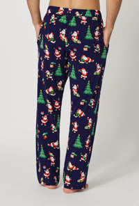A Man wearing Santa's Night Out Men's Stretch Jersey Pj Pant back view