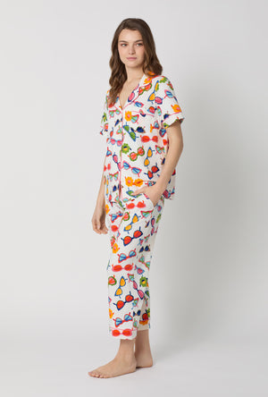A lady wearing Made In The Shade Short Sleeve Classic Stretch Jersey Cropped Pj Set