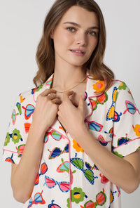 A lady wearing Made In The Shade Short Sleeve Classic Stretch Jersey Cropped Pj Set