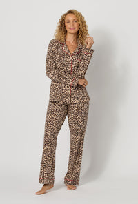 A lady wearing Wild At Heart Long Sleeve Classic Stretch Jersey Pj Set