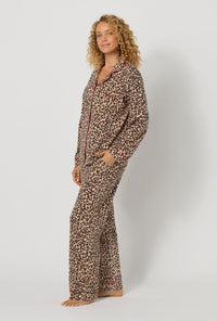 A lady wearing Wild At Heart Long Sleeve Classic Stretch Jersey Pj Set looking side