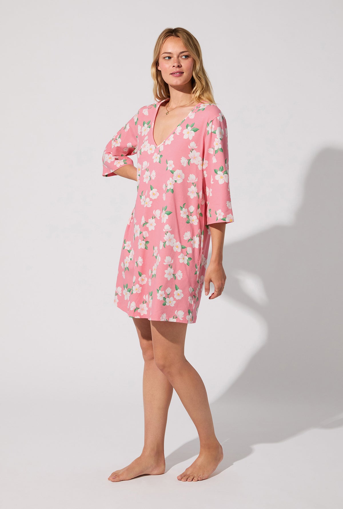 Pink Magnolias Stretch Jersey Sleep Dress Pink Magnolias Stretch Jersey Sleep Dress