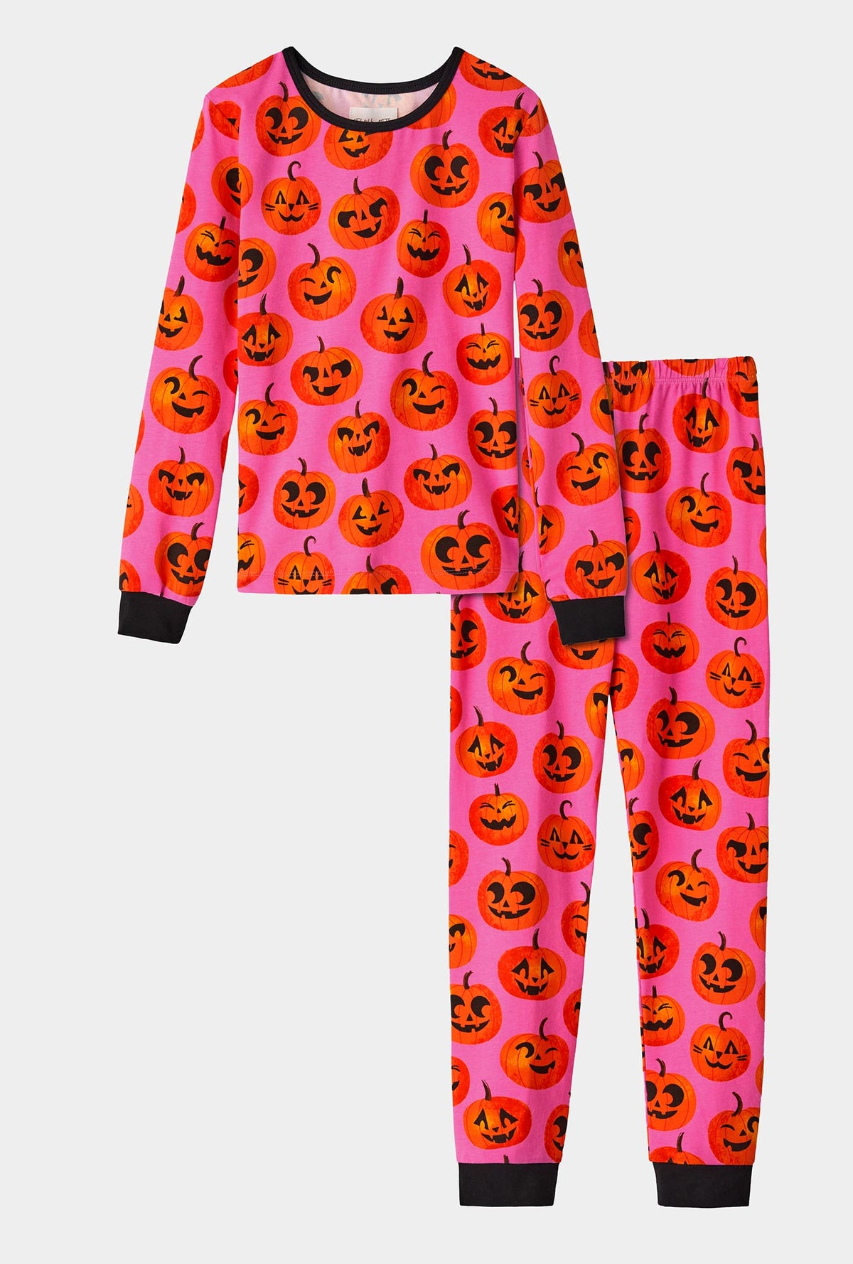A Jolly Jack-O-Lanterns Long Sleeve Stretch Jersey Kids PJ Set