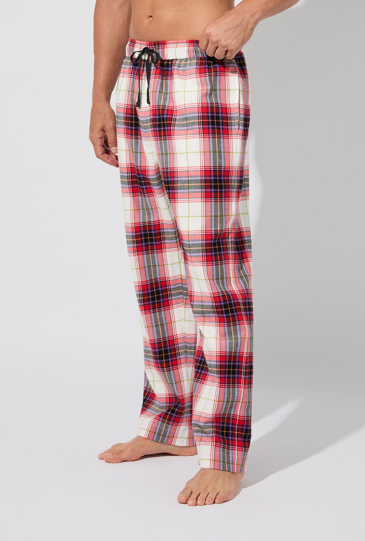 A man wearing Equestrian Plaid Men&#39;s Woven Portuguese Flannel PJ Pant