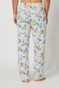 A Man wearing Gingerbread City Men's Stretch Jersey Pj Pant back view
