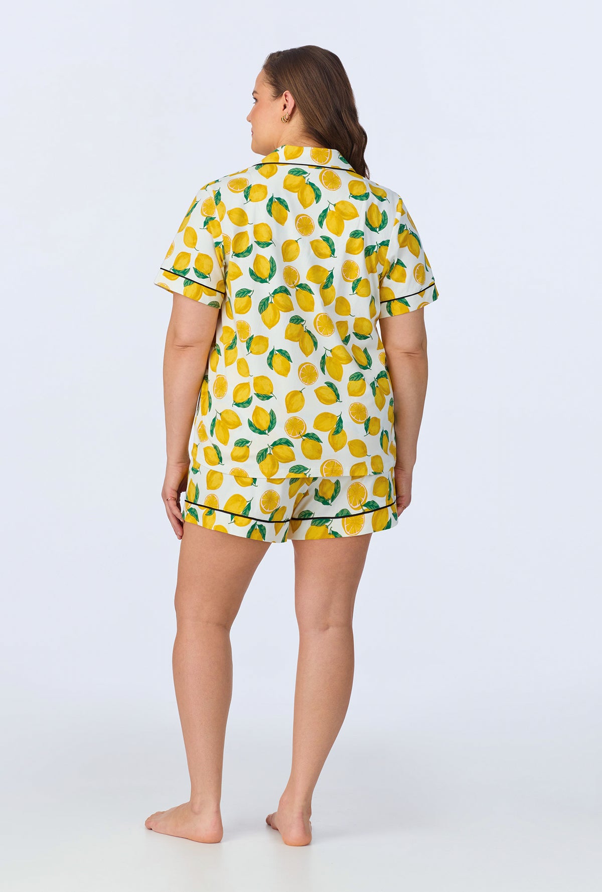 A lady wearing Main Squeeze Short Sleeve Classic Shorty Stretch Jersey PJ Set