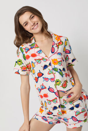 A lady wearing Made In The Shade Short Sleeve Classic Shorty Stretch Jersey Pj Set