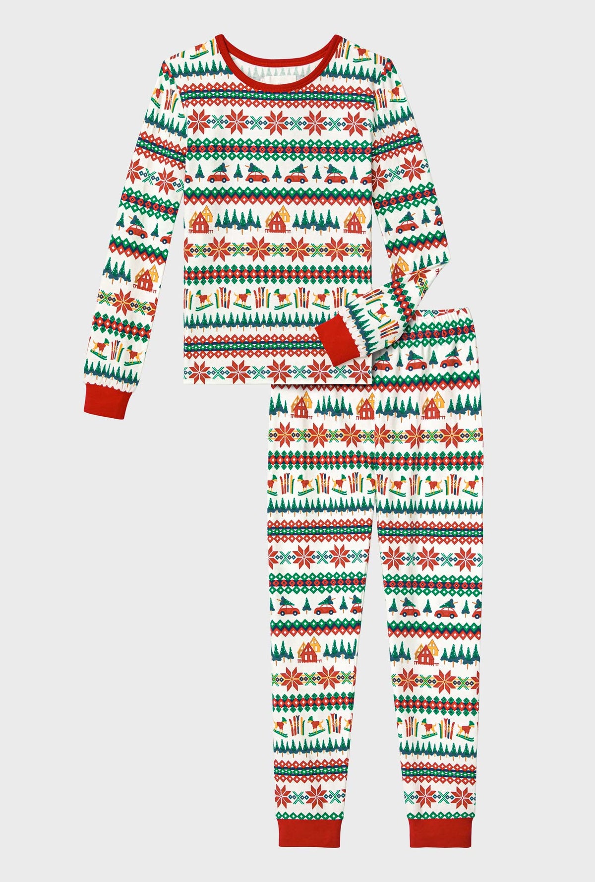 A Festive Fairisle Long Sleeve Stretch Jersey Kids PJ Set