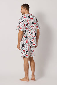 A man wearing Devil Wears Prada Men's Short Sleeve Classic Stretch Jersey Short PJ Set back view