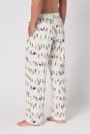 A Man Wearing Run Nyc Run Men's Stretch Jersey Pj Pant back view