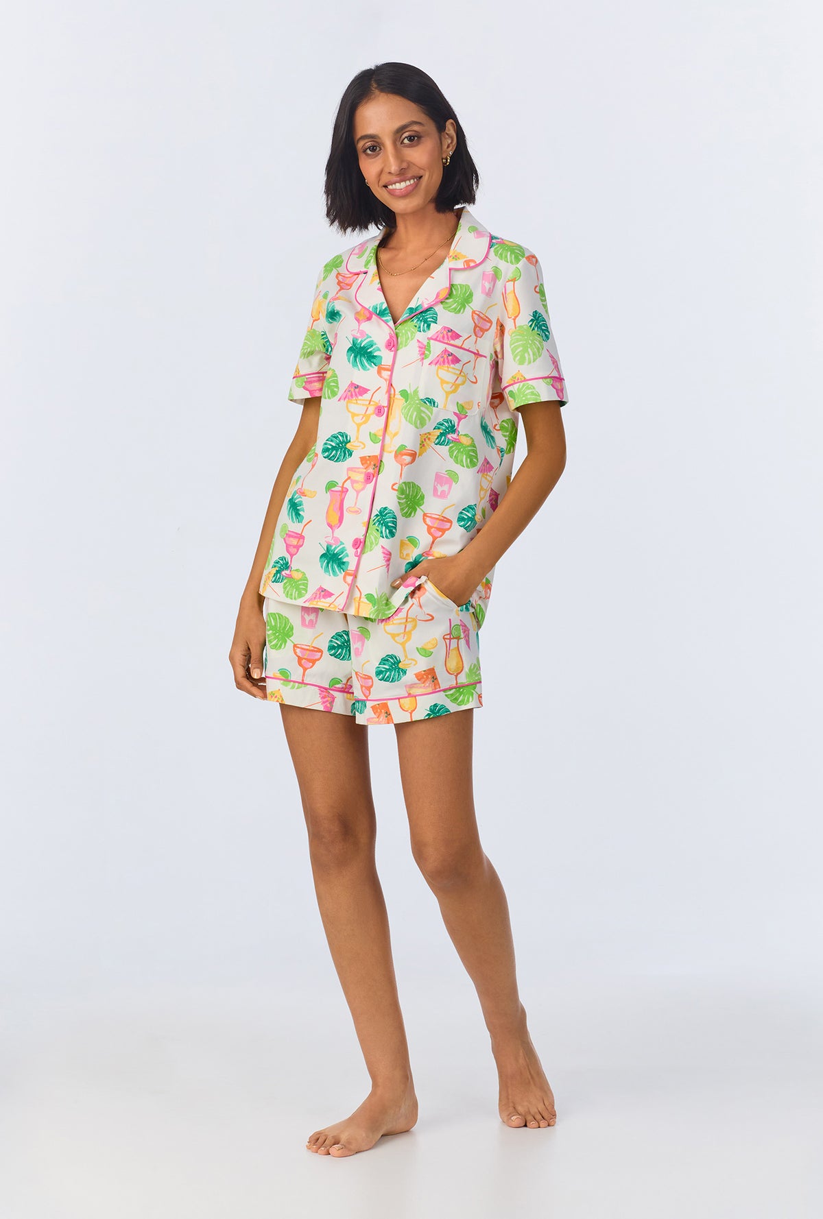 Vacation Libations Short Sleeve Classic Shorty Stretch Jersey PJ Set