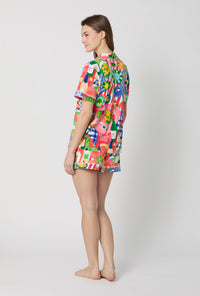 A lady wearing Picnic In The Park Short Sleeve Classic Shorty Stretch Jersey Pj Set