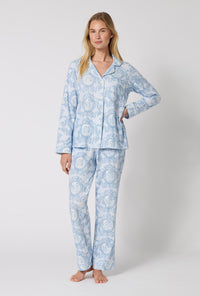 A Lady Wearing Minuet Toile Long Sleeve Classic Stretch Jersey Pj Set