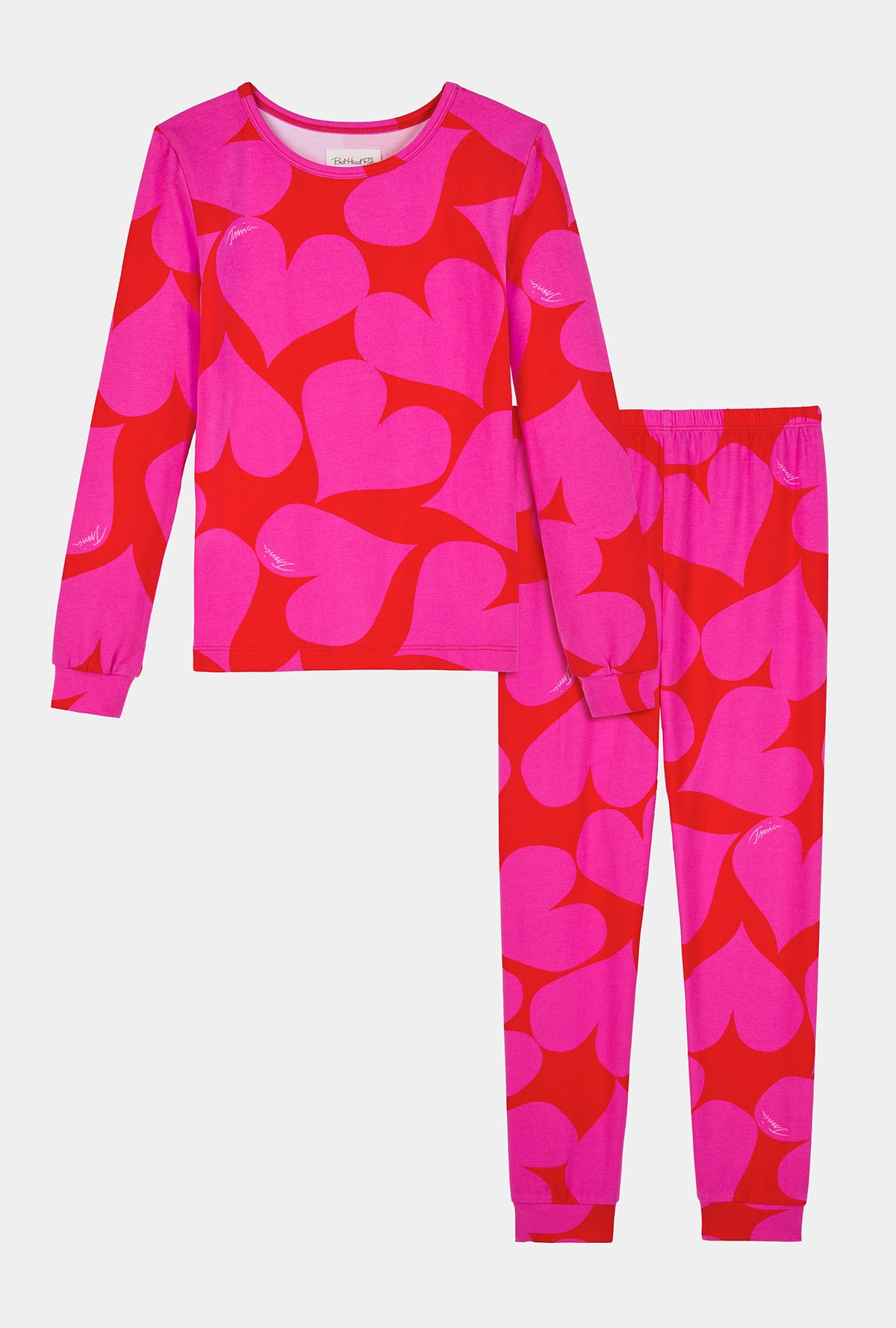 A BedHead x Trina Turk Hearts Long Sleeve Stretch Jersey Kids Pj Set