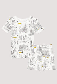 A City That Never Sleeps Short Sleeve Stretch Jersey Kids Short PJ Set