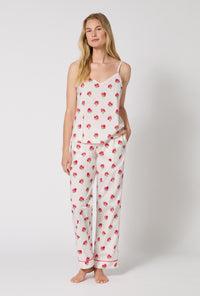 A Lady Wearing Celeste Cami Woven Supersoft Cotton Poplin Long Pj Set