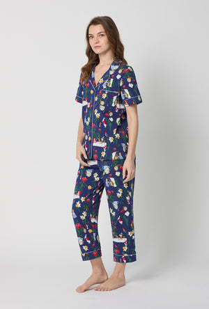 A lady wearing Alice's Adventures Short Sleeve Classic Stretch Jersey Cropped Pj Set