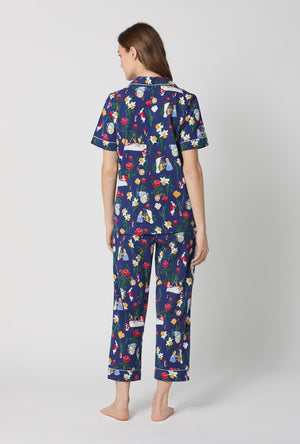 A lady wearing Alice's Adventures Short Sleeve Classic Stretch Jersey Cropped Pj Set