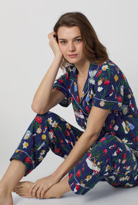 A lady wearing Alice's Adventures Short Sleeve Classic Stretch Jersey Cropped Pj Set