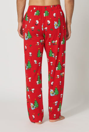 A man wearing Merry, Beagle, & Bright Men's Stretch Jersey Pj Pant back view