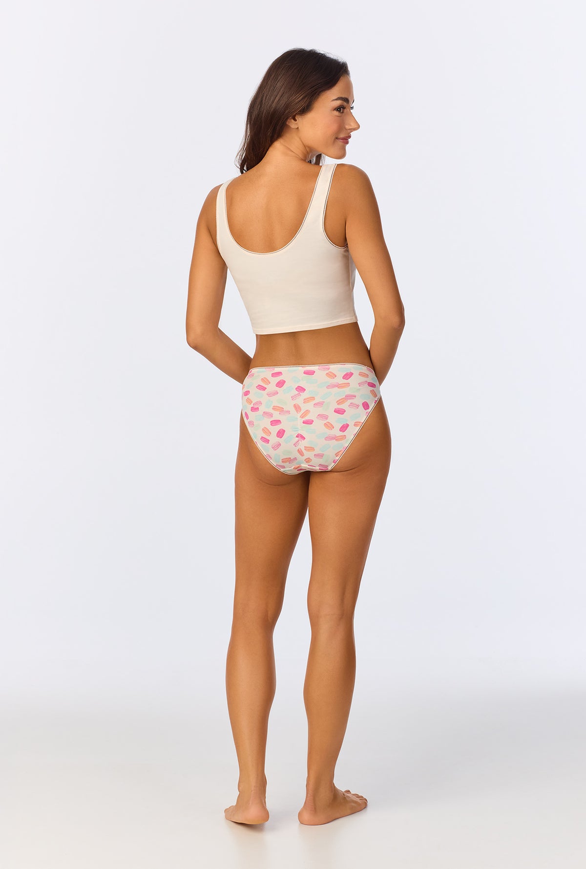 A lady wearing Marshmallow Stretch Jersey Crop Tank
