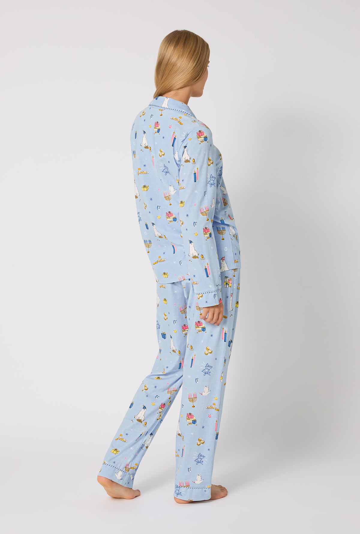 A lady wearing Love And Light Long Sleeve Classic Stretch Jersey Pj Set