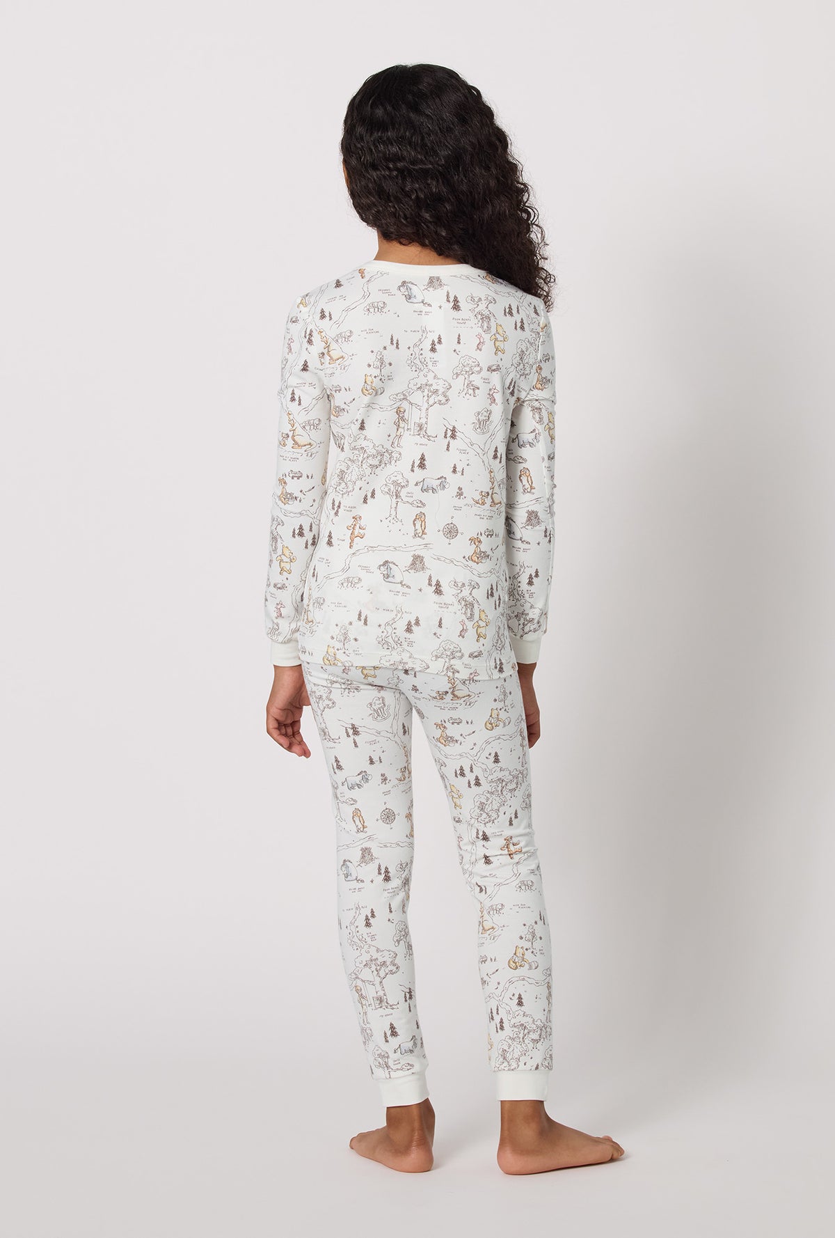 A Girl wearing Hundred Acre Toile Long Sleeve Stretch Jersey Kids Pj Set back view