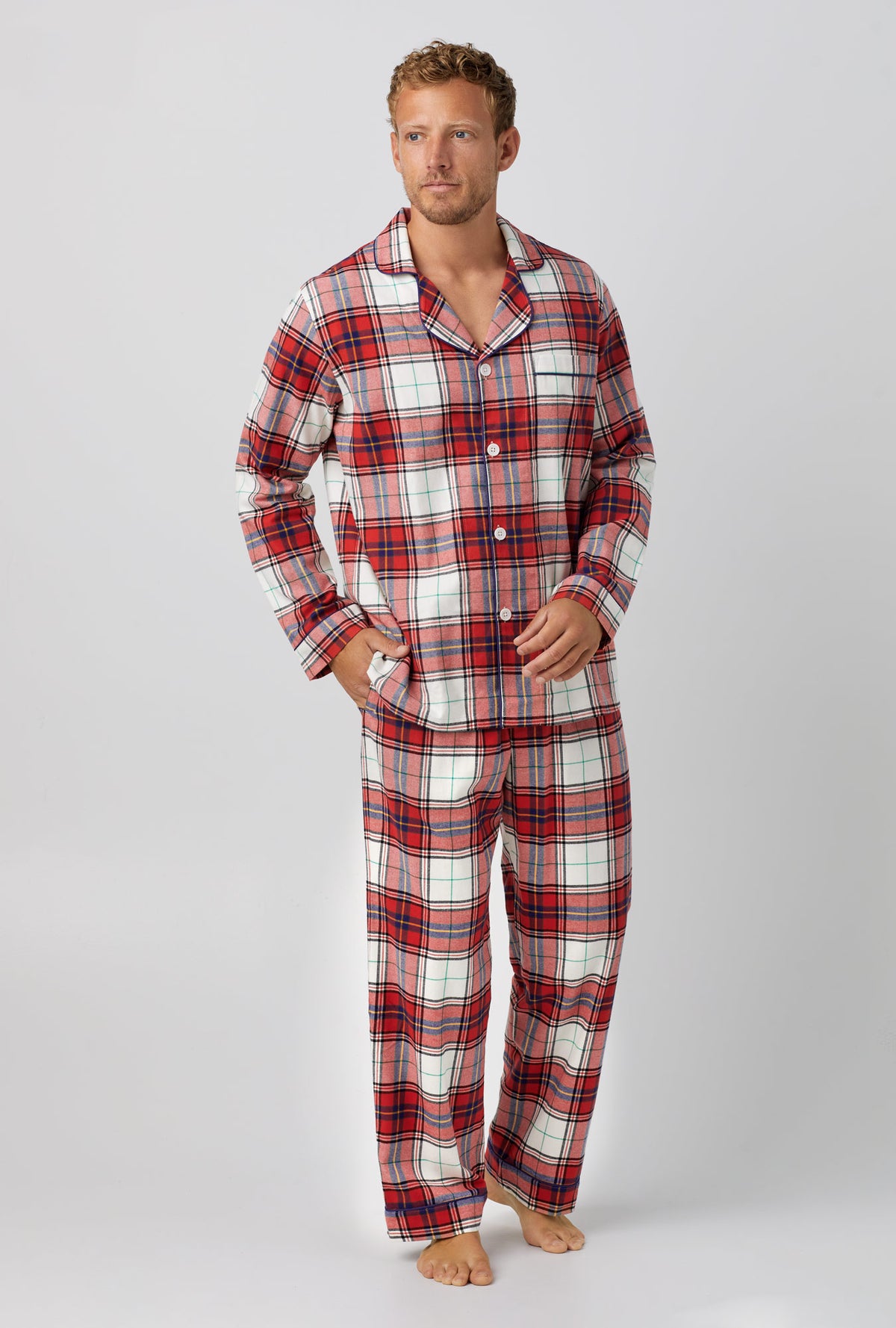 BedHead Pajamas Long Sleeve Buffalo Plaid Classic Woven Cotton Poplin  2-Piece Pajama Set
