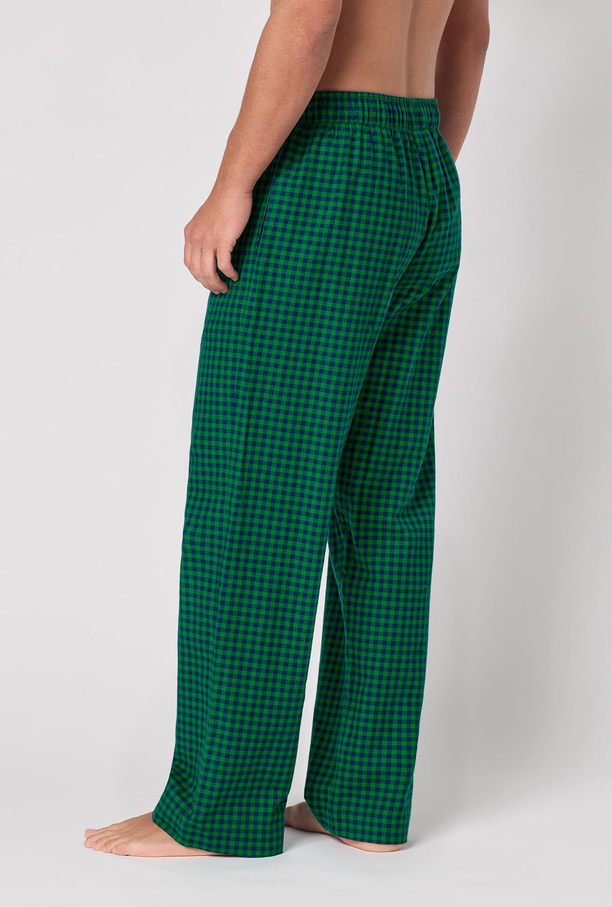 A man wearing Jack Gingham Men's Woven Portuguese Flannel Pj Pant back view