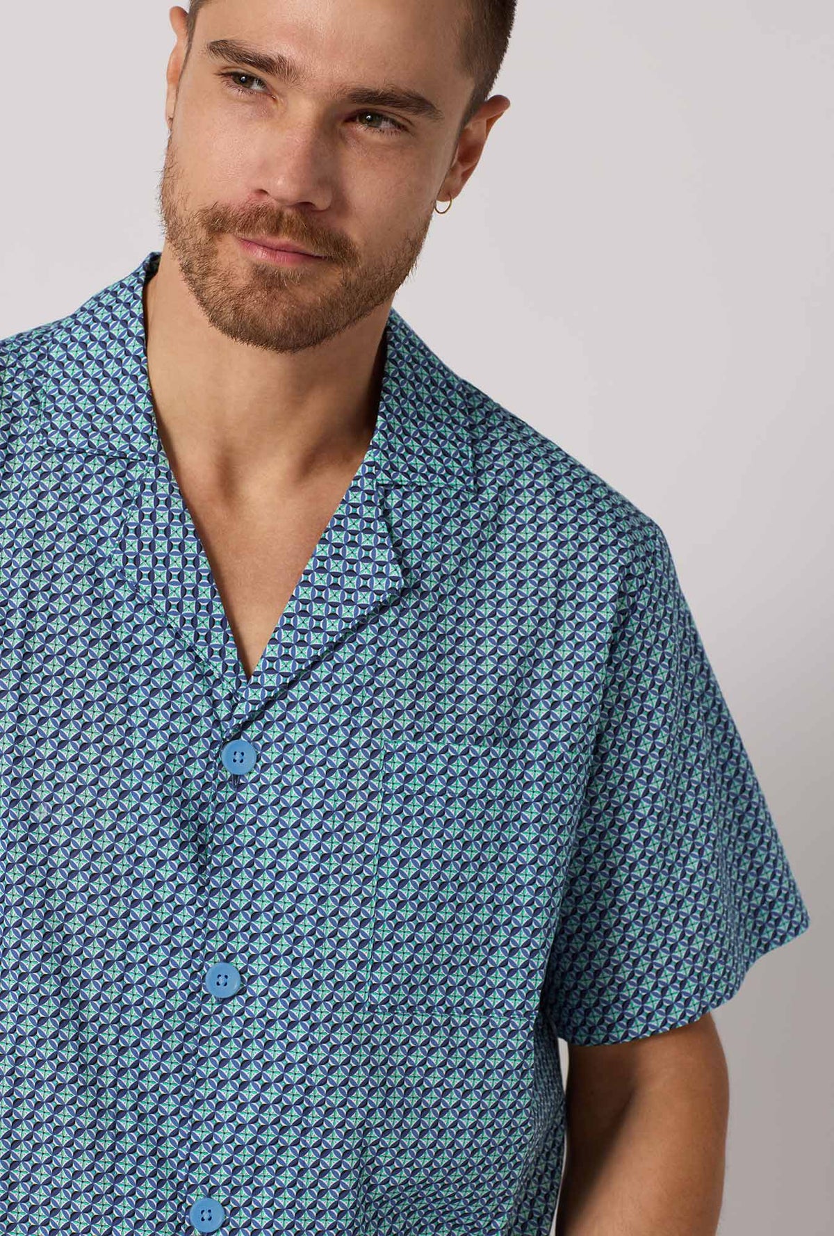 Sebastian Men's Short Sleeve Woven Tana Lawn® Short Pj Set Made With Liberty Fabrics