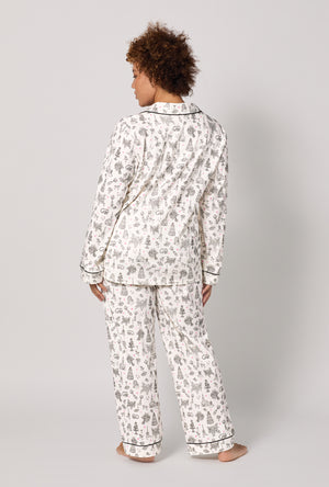 A lady wearing plus Tie The Knot Long Sleeve Classic Stretch Jersey Pj Set