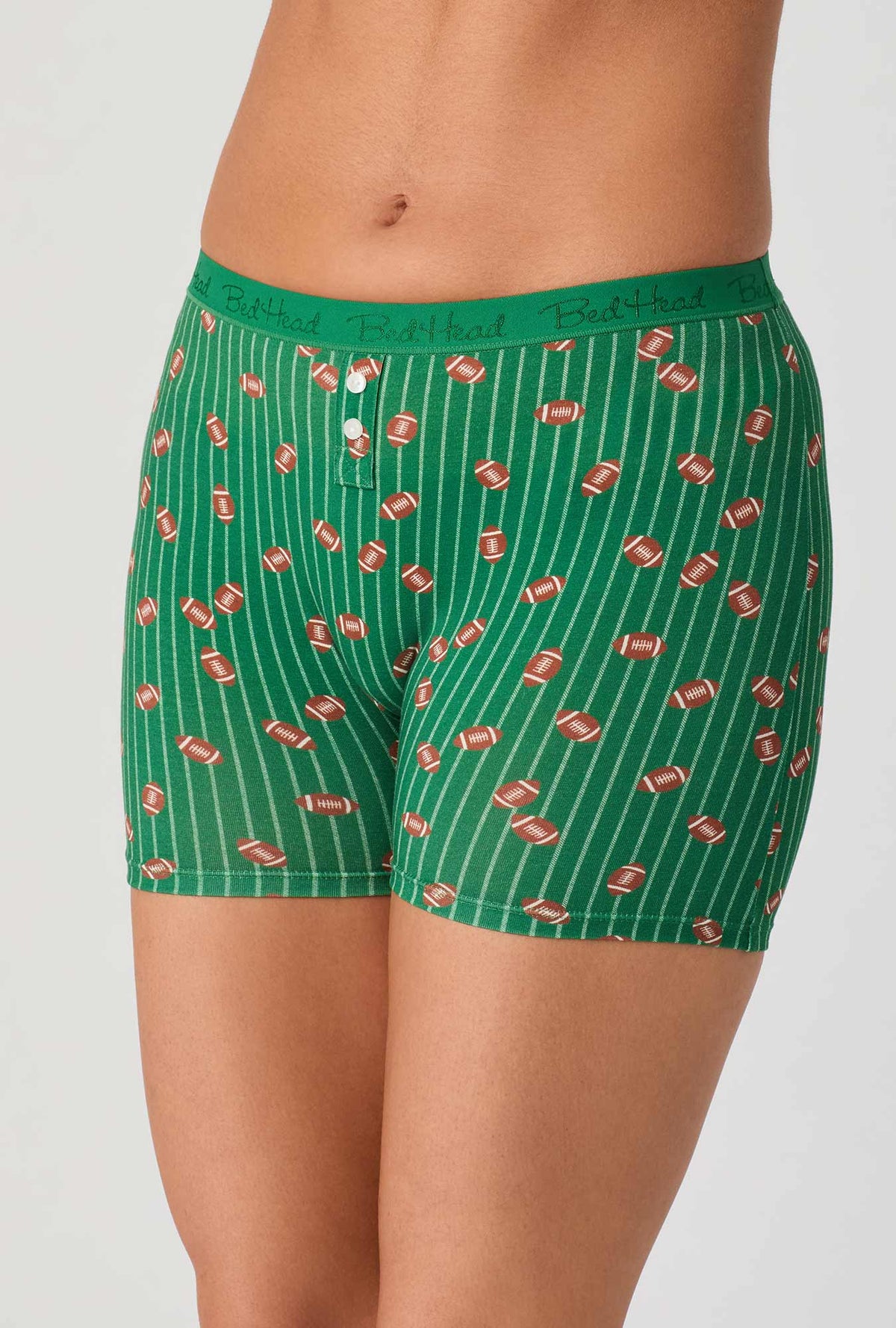 A lady wearing Game On Stretch Jersey Boxer Short