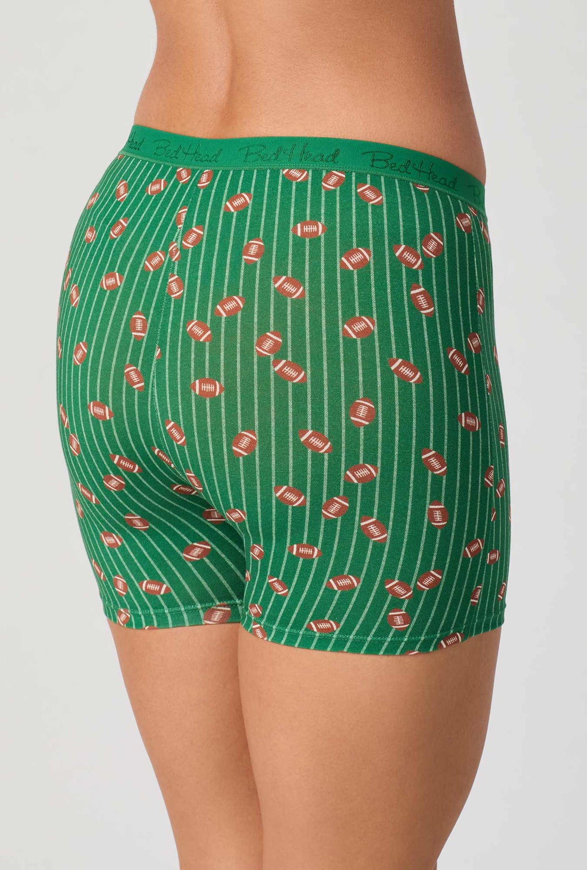 A lady wearing Game On Stretch Jersey Boxer Short