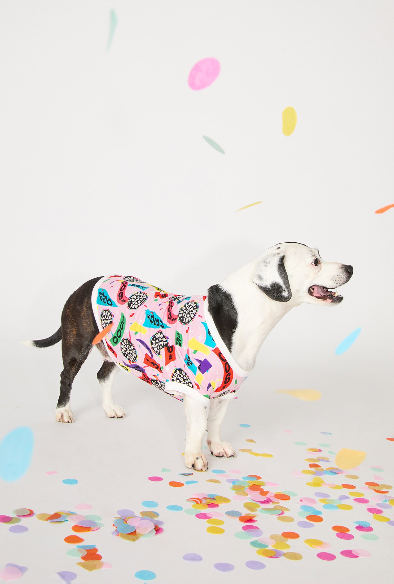 A dog wearing Spin To Win Stretch Jersey Dog Pajama