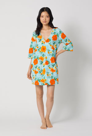 A lady wearing Golden Breeze Stretch Jersey Sleep Dress