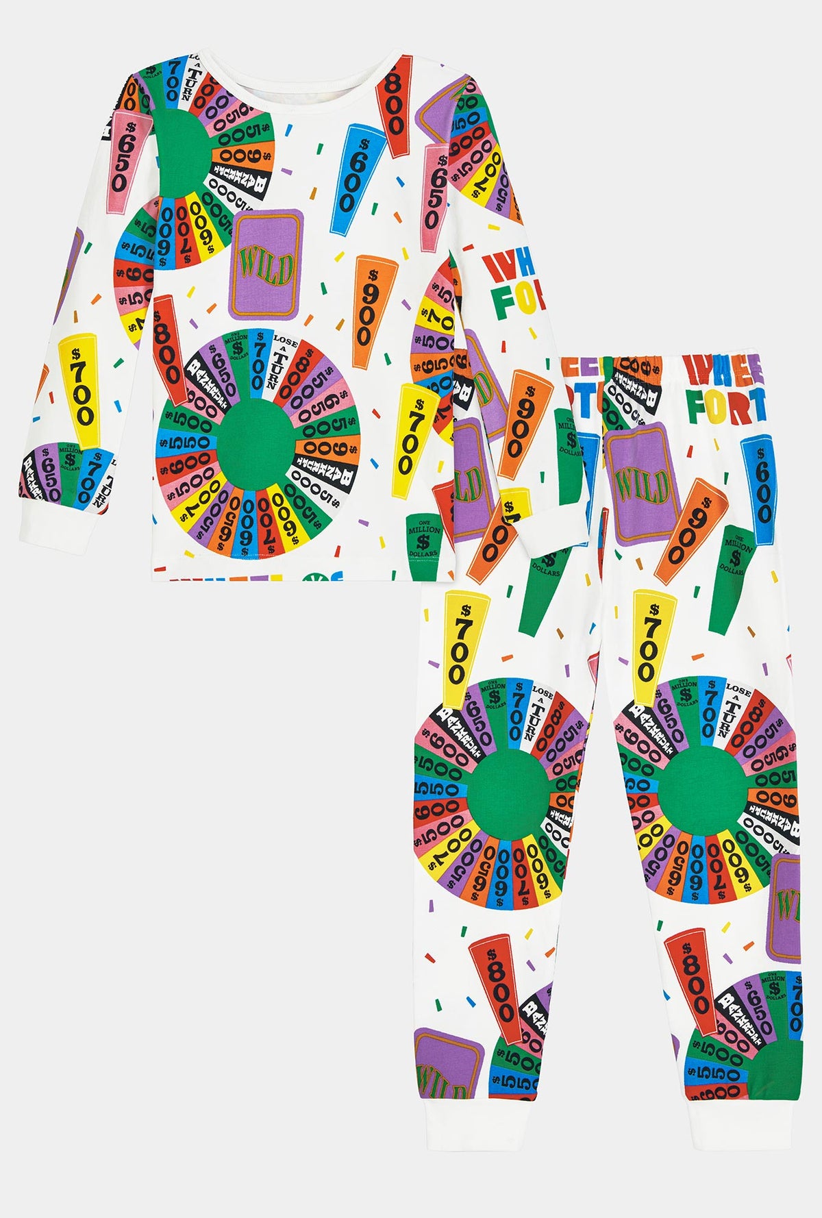A Wheel Of Fortune Long Sleeve Stretch Jersey Kids Pj Set