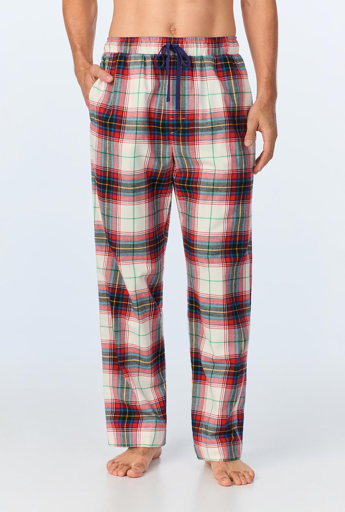 A man wearing Winter Tartan Men&#39;s Woven Portuguese Flannel PJ Pant