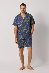 Brian's Aquarium Men's Short Sleeve Woven Tana Lawn® Short Pj Set Made With Liberty Fabrics