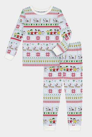 Peanuts® Winter Parade Long Sleeve Stretch Jersey Kids Pj Set