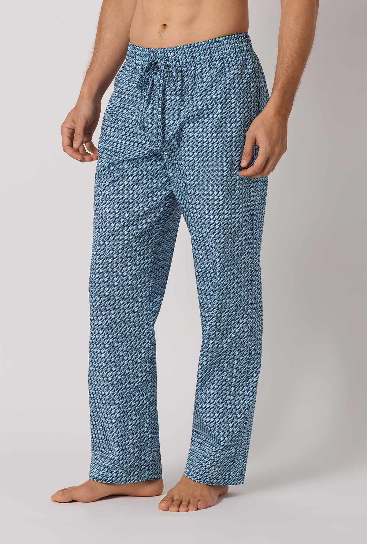 A man wearing Sebastian Men's Woven Tana Lawn® Pj Pant Made With Liberty Fabrics side look