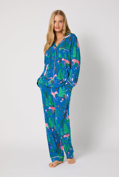 Midnight Forest Long Sleeve Classic Stretch Jersey Pj Set