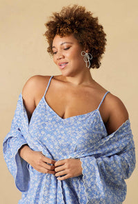 A lady wearing Something Blue Stretch Jersey Chemise