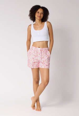 A lady wearing Blushwood Woven Portuguese Flannel Boxer Short