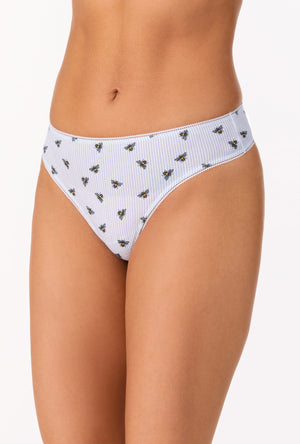 A lady wearing Honey Bees Stretch Jersey Thong Underwear