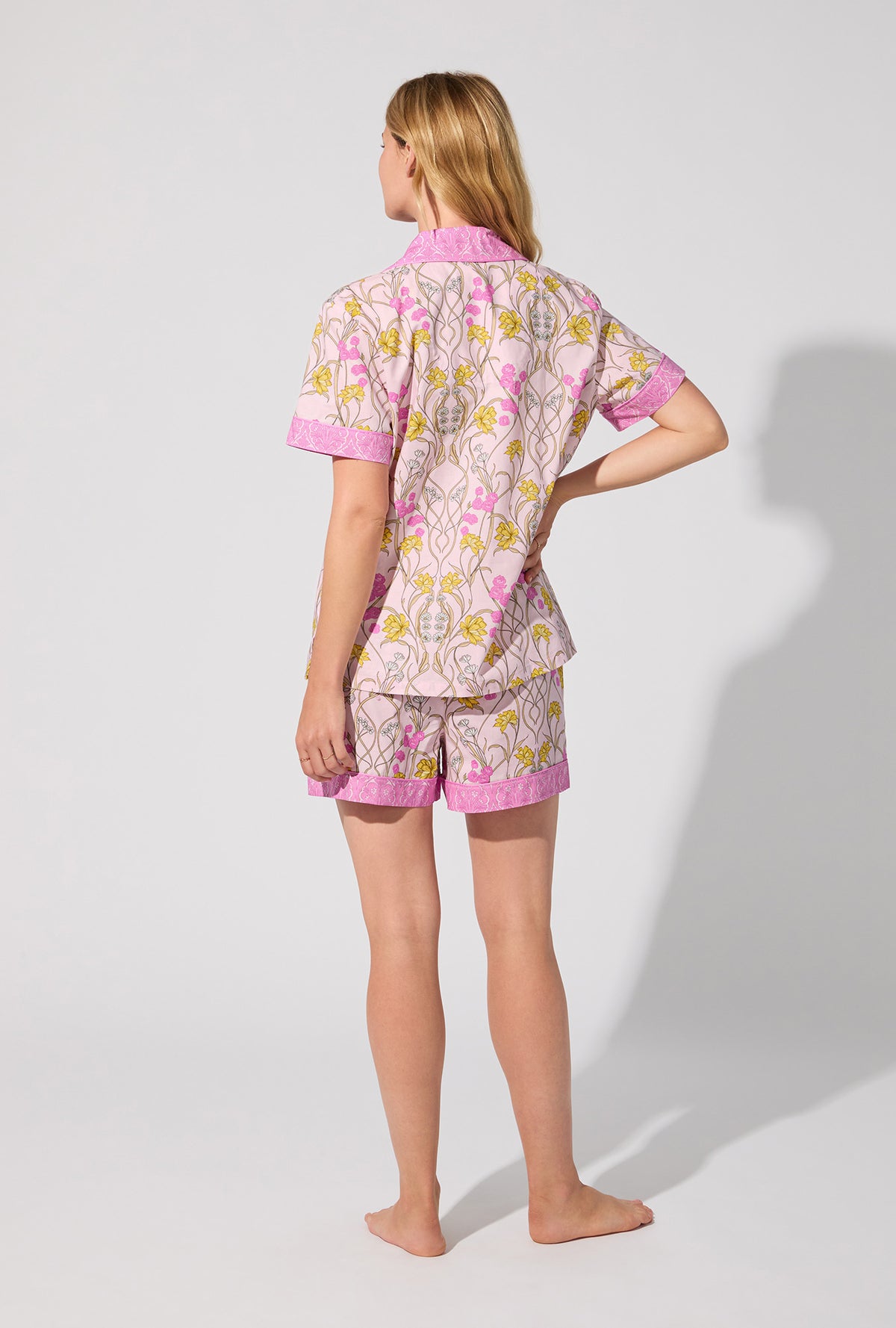 Fleur Nouveau Short Sleeve Classic Woven Cotton Poplin Shorty PJ Set