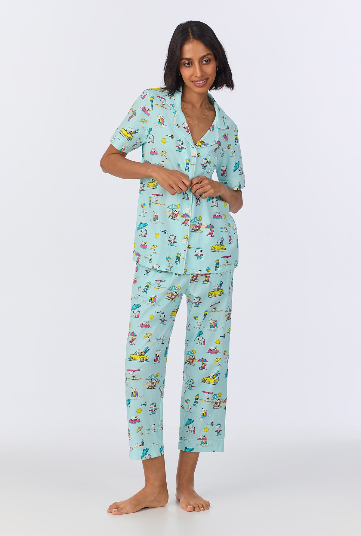 Surfside Snoopy® Short Sleeve Classic Cropped Stretch Jersey PJ Set