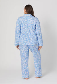 A lady wearing plus Something Blue Long Sleeve Classic Stretch Jersey Pj Set